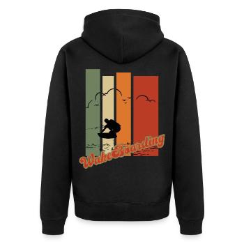 Retro Wakeboarding Lover Wakeboard Gift - Unisex Premium Organic Zip Hoodie - black - Back - Nico (187cm)