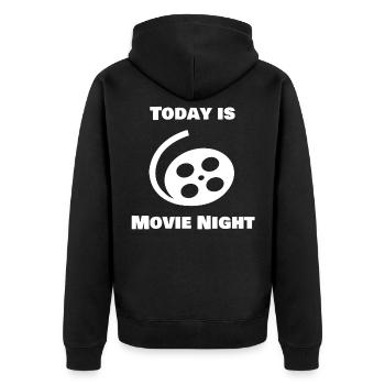 Today is Movie Night - Unisex Premium Bio Zip Hoodie - Schwarz - Hinten - Nico (187cm)