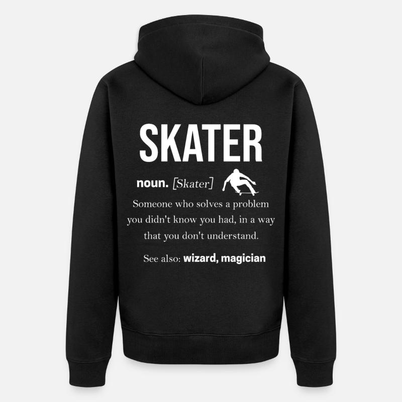 skateboard - Unisex Premium Organic Zip Hoodie - black