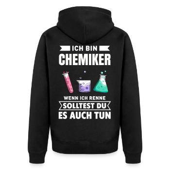 Chemie - Unisex Premium Bio Zip Hoodie - Schwarz - Hinten - Nico (187cm)