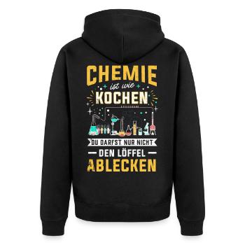 Chemie Geschenk Chemiker Wissenschaft Molekül Atom - Unisex Premium Bio Zip Hoodie - Schwarz - Hinten - Nico (187cm)