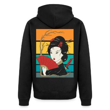 Japonais culture japonaise geisha art - Veste à capuche bio Premium Unisexe - noir - Dos - Nico (187cm)