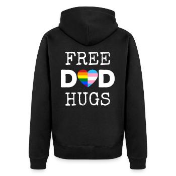 Free Dad Hugs II - Rainbow Gay Trans Pride - Veste à capuche bio Premium Unisexe - noir - Dos - Nico (187cm)
