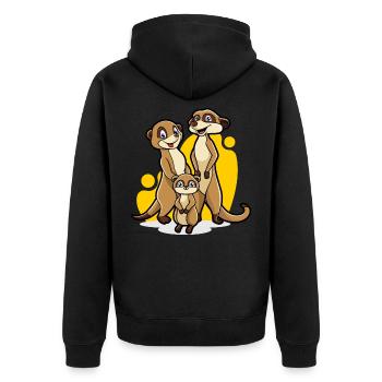 Erdmännchen Familie - Unisex Premium Bio Zip Hoodie - Schwarz - Hinten - Nico (187cm)