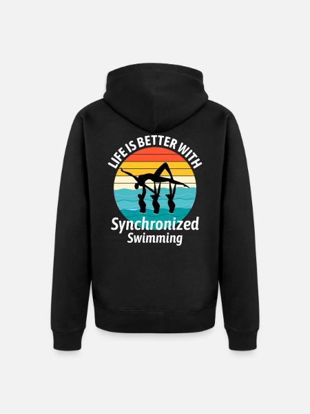 Synchro Swim Swimmer Synchronized Swimming Vintage - Veste à capuche bio Premium Unisexe - noir