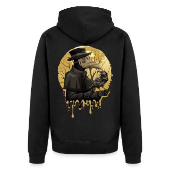 Black Krähe Death Plague Doctor Okkultes Rabe Goth - Unisex Premium Bio Zip Hoodie - Schwarz - Hinten - Nico (187cm)