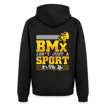 BMX Fahrrad Spruch bmx biker - Unisex Premium Bio Zip Hoodie - Schwarz - Hinten - Nico (187cm)