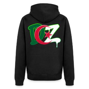DZ Algerien - Unisex Premium Bio Zip Hoodie - Schwarz - Hinten - Nico (187cm)