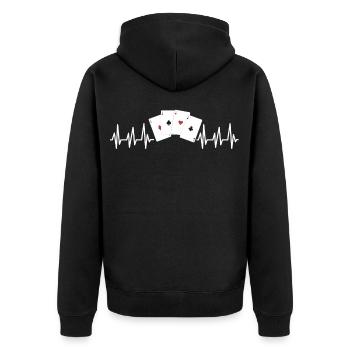 Poker - Unisex Premium Bio Zip Hoodie - Schwarz - Hinten - Nico (187cm)