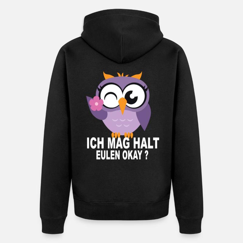 eulen geschenkeEulen Geschenke - Ich Mag Halt Eule - Unisex Premium Bio Zip Hoodie - Schwarz