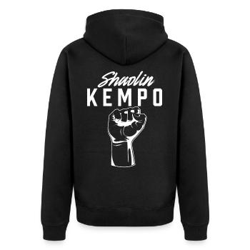 Shaolin Kempo Kenpo Karate Kampfsport - Unisex Premium Bio Zip Hoodie - Schwarz - Hinten - Nico (187cm)