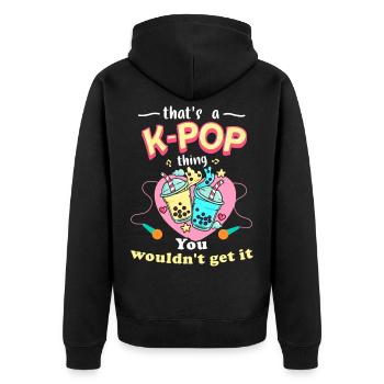 K-Pop - Unisex Premium Bio Zip Hoodie - Schwarz - Hinten - Nico (187cm)