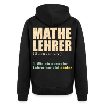 Mathelehrer Geschenk - Unisex Premium Bio Zip Hoodie - Schwarz - Hinten - Nico (187cm)