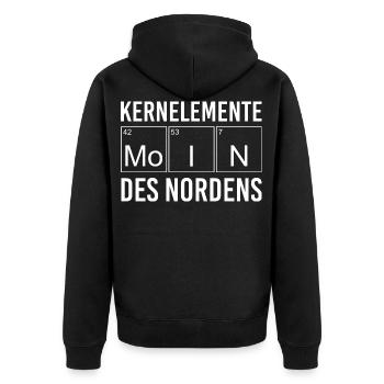 Kernelemente des Nordens Norddeutsch - Unisex Premium Bio Zip Hoodie - Schwarz - Hinten - Nico (187cm)