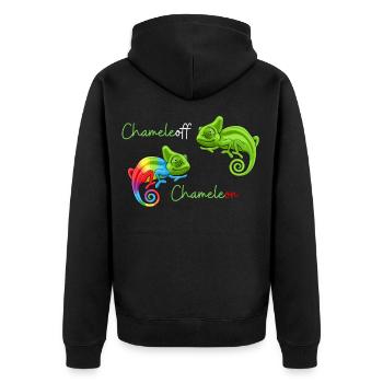 Chameleon funny lizard joke funny reptiles - Unisex Premium Organic Zip Hoodie - black - Back - Nico (187cm)