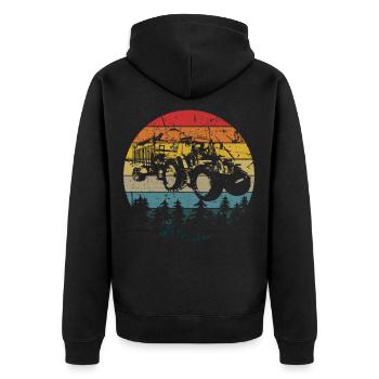 tractor - Unisex Premium Organic Zip Hoodie - black - Back - Nico (187cm)