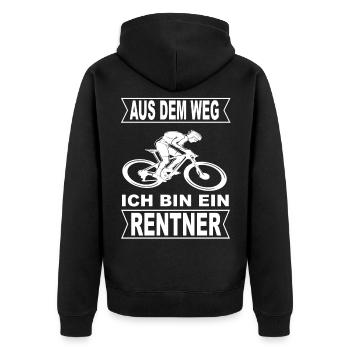 Aus dem Weg Ich Bin Rentner - Rente Mountainbike - Unisex Premium Bio Zip Hoodie - Schwarz - Hinten - Nico (187cm)