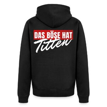 Lustige Sprüche gegen Frauen Sarkasmus Humor - Unisex Premium Bio Zip Hoodie - Schwarz - Hinten - Nico (187cm)
