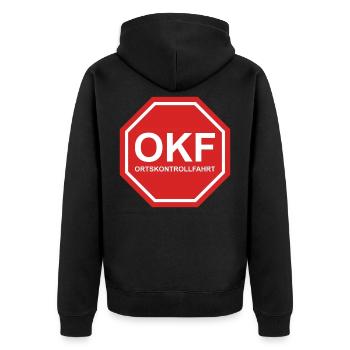 Okf Ortskontrollfahrt Schild Spekulieren Fahren - Unisex Premium Bio Zip Hoodie - Schwarz - Hinten - Nico (187cm)
