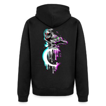 Tarot Card Crow Moon Vaporwave Occult Raven Goth - Unisex Premium Organic Zip Hoodie - black - Back - Nico (187cm)