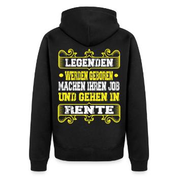 Rente Lustig - Legenden Rente Rentner - Unisex Premium Bio Zip Hoodie - Schwarz - Hinten - Nico (187cm)