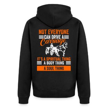 Kutscher Kutsche Pferdekutsche Pferde - Unisex Premium Bio Zip Hoodie - Schwarz - Hinten - Nico (187cm)