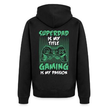 Superdad Titre De Jeu De Jeu De Jeu Vidéo Ma Passion Gamer - Veste à capuche bio Premium Unisexe - noir - Dos - Nico (187cm)