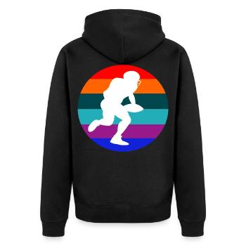 American football - Unisex Premium Bio Zip Hoodie - Schwarz - Hinten - Nico (187cm)