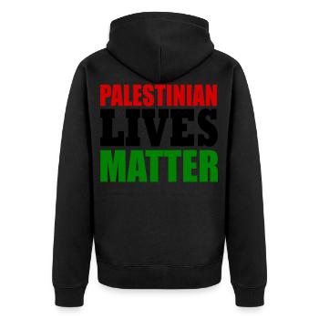 palestinian lives matter - Unisex Premium Bio Zip Hoodie - Schwarz - Hinten - Nico (187cm)