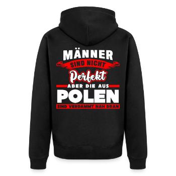 Polnisch Polska Polen Pole lustig - Unisex Premium Bio Zip Hoodie - Schwarz - Hinten - Nico (187cm)