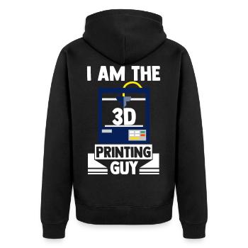 I Am The 3D Printing Guy 3D Printing Machine Plast - Unisex Premium Bio Zip Hoodie - Schwarz - Hinten - Nico (187cm)