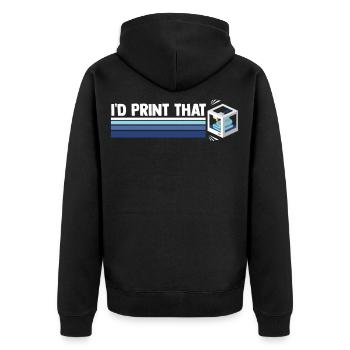 I'd Print That Retro 3D Printing Additive Manufact - Unisex Premium Bio Zip Hoodie - Schwarz - Hinten - Nico (187cm)
