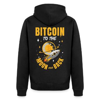 Bitcoin - Unisex Premium Bio Zip Hoodie - Schwarz - Hinten - Nico (187cm)