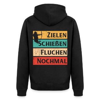 Bogenschießen - Unisex Premium Bio Zip Hoodie - Schwarz - Hinten - Nico (187cm)