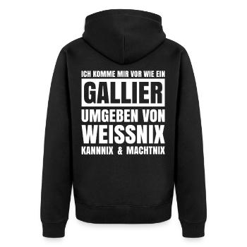 Ich komme mir vor wie ein Gallier - Unisex Premium Bio Zip Hoodie - Schwarz - Hinten - Nico (187cm)