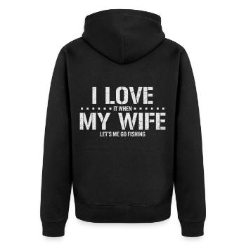 Ich Liebe Es, Wenn Meine Frau Mich Angeln Lässt - Unisex Premium Bio Zip Hoodie - Schwarz - Hinten - Nico (187cm)