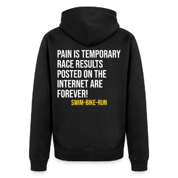Swim Bike Run Triathlon Triathlet Leichtathletik Lustig - Unisex Premium Bio Zip Hoodie - Schwarz - Hinten - Nico (187cm)