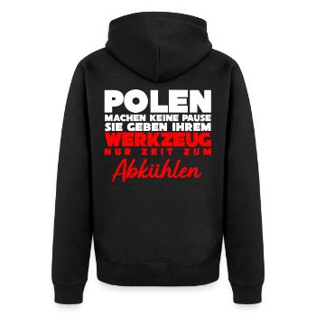 Polnisch Polska Polen Pole Arbeit - Unisex Premium Bio Zip Hoodie - Schwarz - Hinten - Nico (187cm)