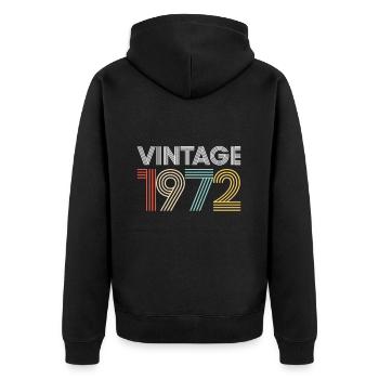Vintage 1972 Geburtstag - Unisex Premium Bio Zip Hoodie - Schwarz - Hinten - Nico (187cm)
