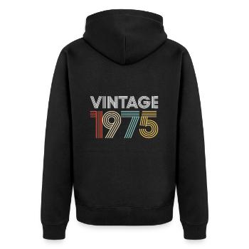 Vintage 1975 Anniversaire - Veste à capuche bio Premium Unisexe - noir - Dos - Nico (187cm)