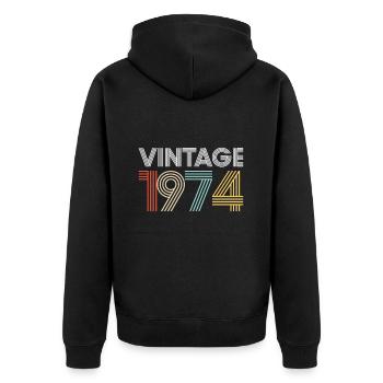 Vintage 1974 Geburtstag - Unisex Premium Bio Zip Hoodie - Schwarz - Hinten - Nico (187cm)