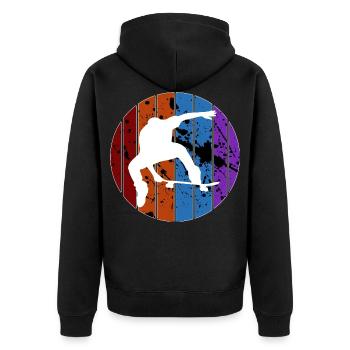 Skateboard - Unisex Premium Bio Zip Hoodie - Schwarz - Hinten - Nico (187cm)