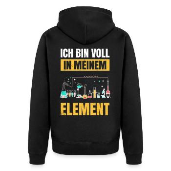 Chemie Tshirt Neutron Atom Molekül Lehrer Alchemie - Unisex Premium Bio Zip Hoodie - Schwarz - Hinten - Nico (187cm)