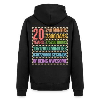 20 years twentieth birthday gift - Unisex Premium Organic Zip Hoodie - black - Back - Nico (187cm)