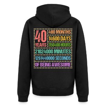 40 Jahre Vierzigster Geburtstag Geschenk - Unisex Premium Bio Zip Hoodie - Schwarz - Hinten - Nico (187cm)