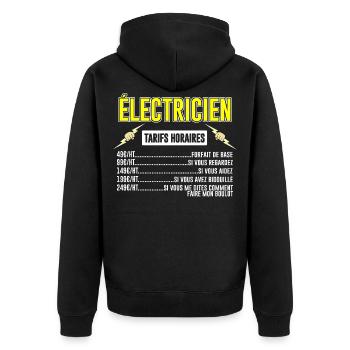 Électricien Tarifs Horaires - Veste à capuche bio Premium Unisexe - noir - Dos - Nico (187cm)