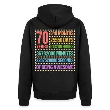 70 Jahre Siebzig Geburtstag Geschenk - Unisex Premium Bio Zip Hoodie - Schwarz - Hinten - Nico (187cm)