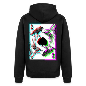 Crow And The Ace Of Spade Occult Death Raven - Unisex Premium Organic Zip Hoodie - black - Back - Nico (187cm)
