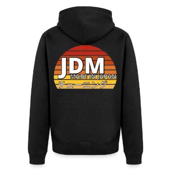 If one day the speed kills me.. / Paul Walker JDM - Unisex Premium Bio Zip Hoodie - Schwarz - Hinten - Nico (187cm)
