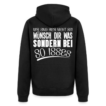 wir sind hier nicht bei wünsch dir was - Unisex Premium Bio Zip Hoodie - Schwarz - Hinten - Nico (187cm)